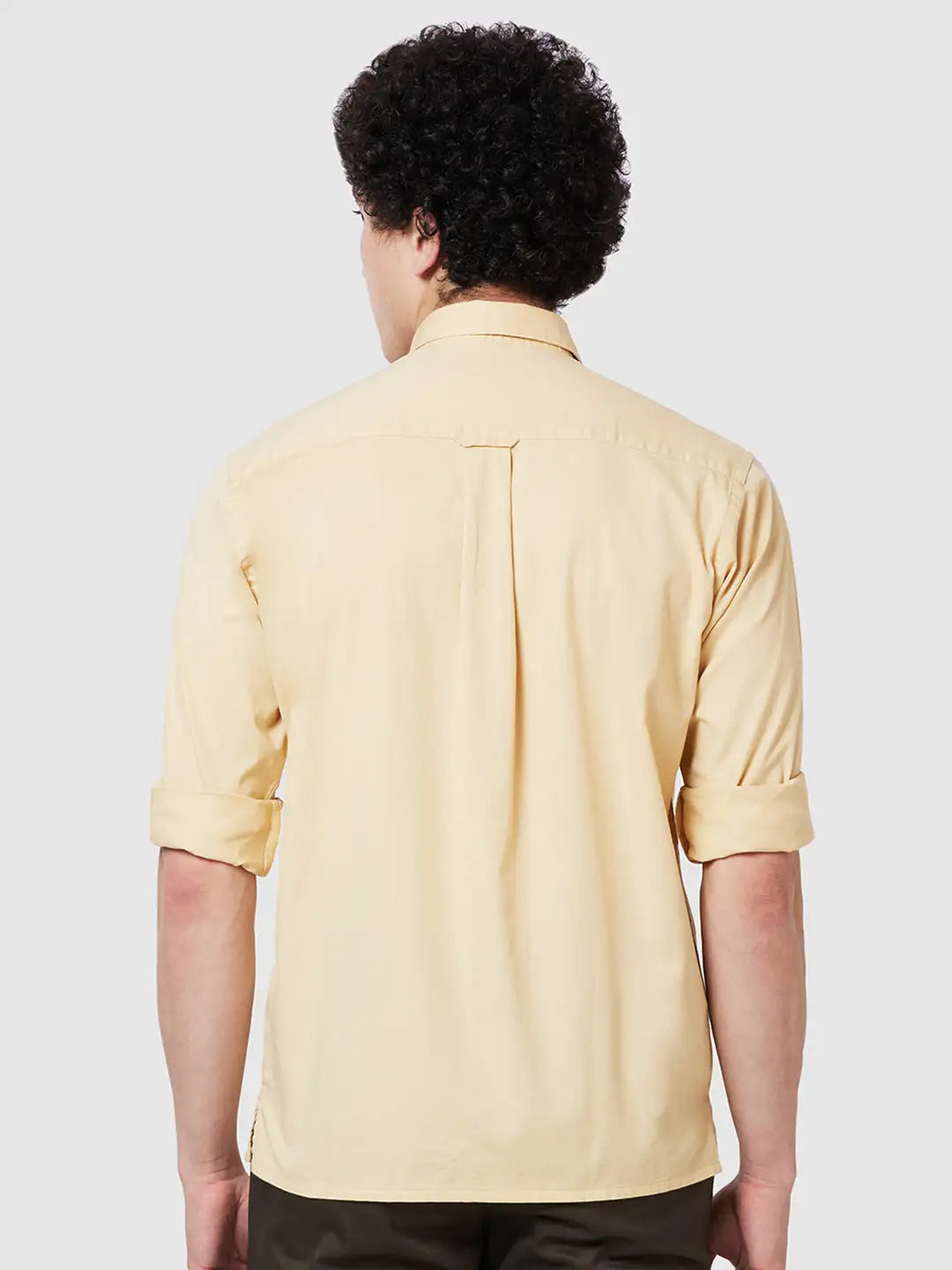 Men Yellow Comfort Fit Twill Cotton Full Sleeve Shirts