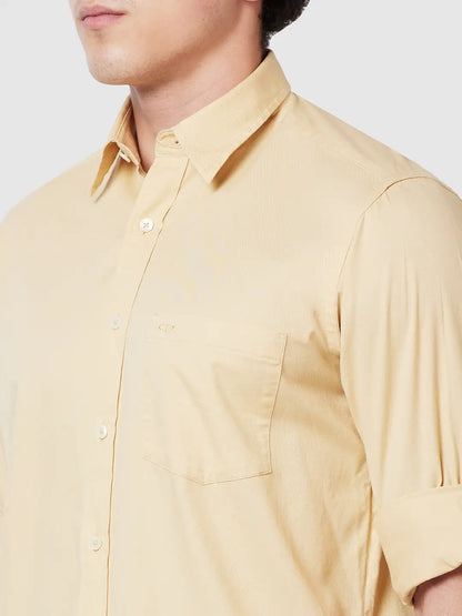 Men Yellow Comfort Fit Twill Cotton Full Sleeve Shirts