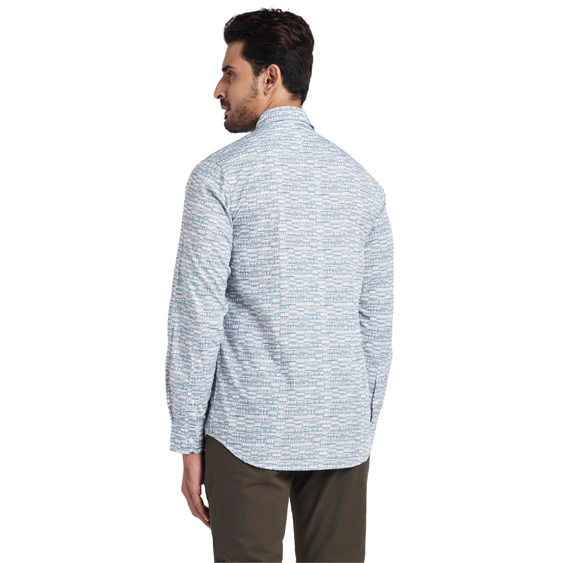 Men Blue Contemporary Fit Print Cotton Full Sleeve Shirts