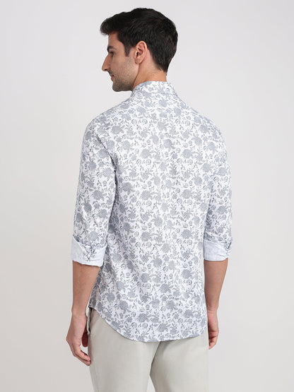 Colorplus Men Blue Printed Slim Fit Cotton Full Sleeve Casual Shirt