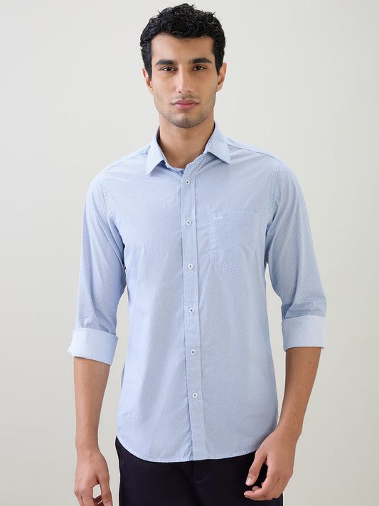 Colorplus Men White Printed Slim Fit Cotton Full Sleeve Casual Shirt