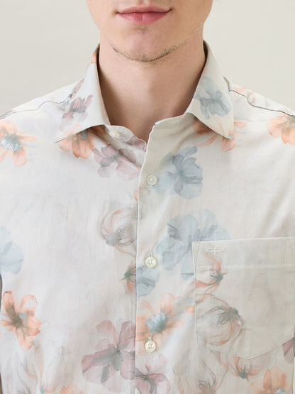 Colorplus Men Brown Printed Slim Fit Cotton Full Sleeve Casual Shirt