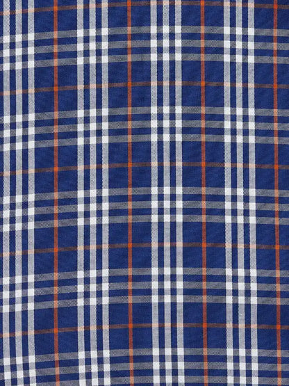 Men Blue Tailored Fit Checks Cotton Full Sleeve Shirts