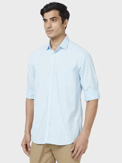Men Blue Tailored Fit Print Cotton Full Sleeve Shirts
