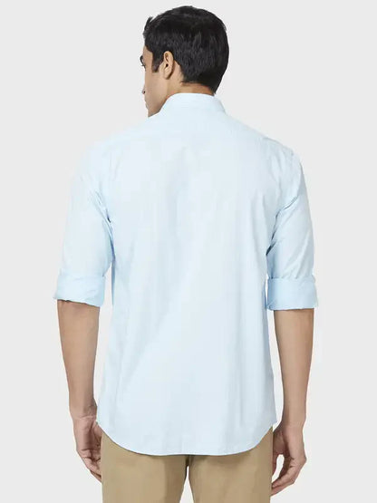 Men Blue Tailored Fit Print Cotton Full Sleeve Shirts