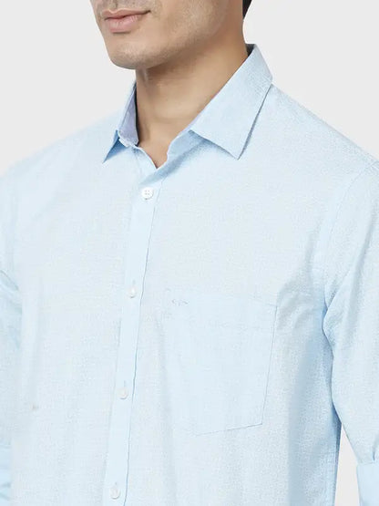 Men Blue Tailored Fit Print Cotton Full Sleeve Shirts