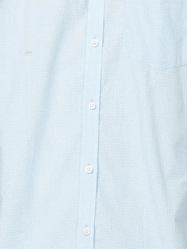 Men Blue Tailored Fit Print Cotton Full Sleeve Shirts