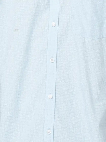 Men Blue Tailored Fit Print Cotton Full Sleeve Shirts