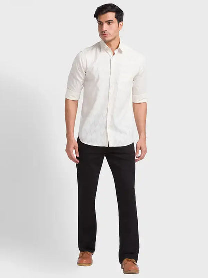 Colorplus Men Brown Solid Tailored Fit Cotton Casual Shirt