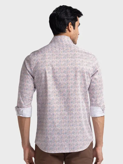 Men Brown Tailored Fit Print Cotton Full Sleeve Shirts