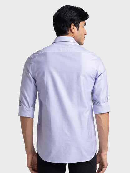 Colorplus Purple Yarn Dyed Tailored Fit Cotton Casual Shirt