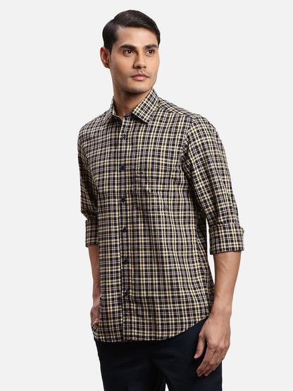 Colorplus Black Checks Regular Fit Cotton Casual Shirt