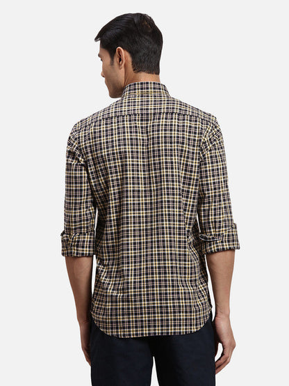 Colorplus Black Checks Regular Fit Cotton Casual Shirt