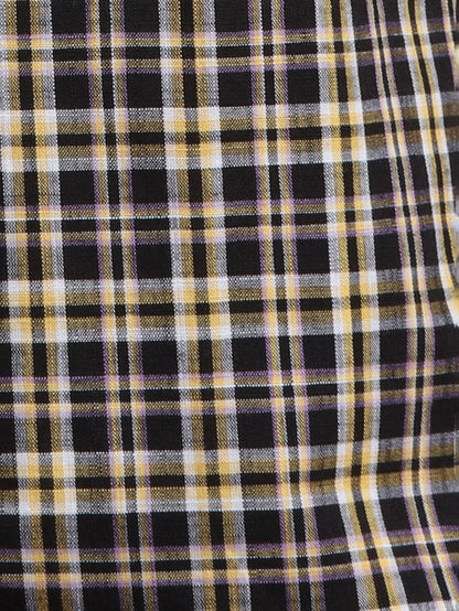 Colorplus Black Checks Regular Fit Cotton Casual Shirt