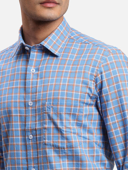 Colorplus Blue Checks Regular Fit Full Sleeve Cotton Shirt