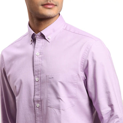 Colorplus Men Purple Warp Chambray Regular Fit Cotton Casual Shirt
