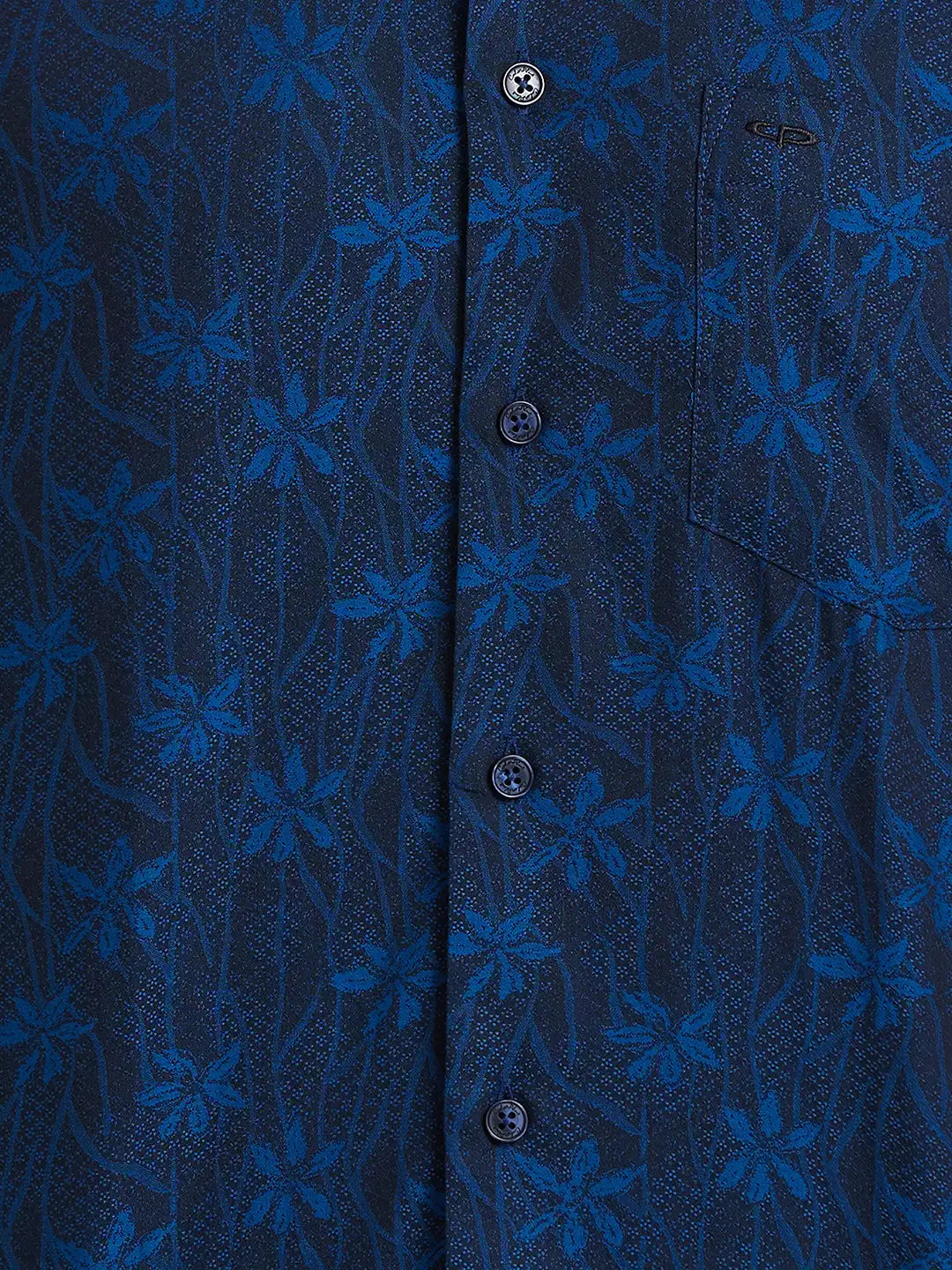 Men Blue Regular Fit Jacquard Cotton Full Sleeve Shirts