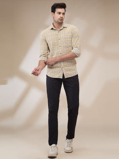 Colorplus Men Brown Checks Regular Fit Cotton Corduroy Casual Shirt