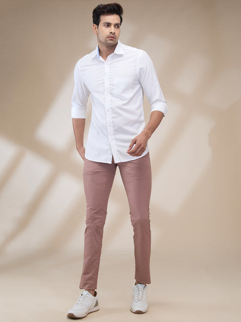 Colorplus Men White Plain Regular Fit Cotton Casual Shirts