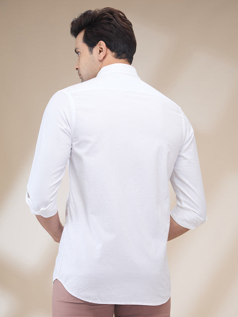 Colorplus Men White Plain Regular Fit Cotton Casual Shirts