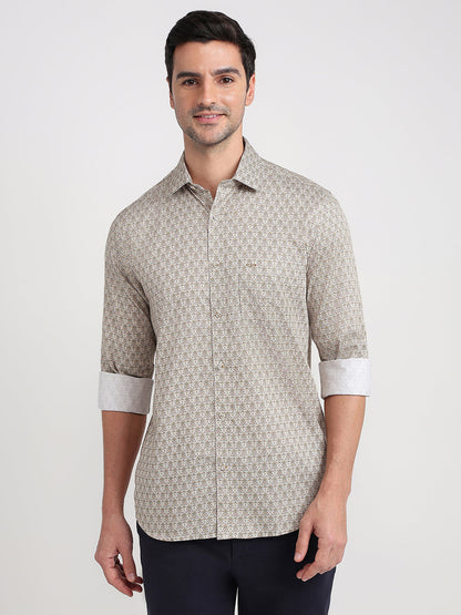 Colorplus Men Brown Printed Regular Fit Cotton Full Sleeve Casual Shirt