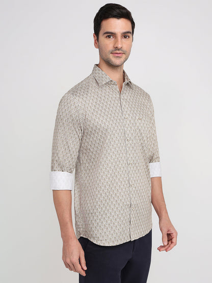 Colorplus Men Brown Printed Regular Fit Cotton Full Sleeve Casual Shirt