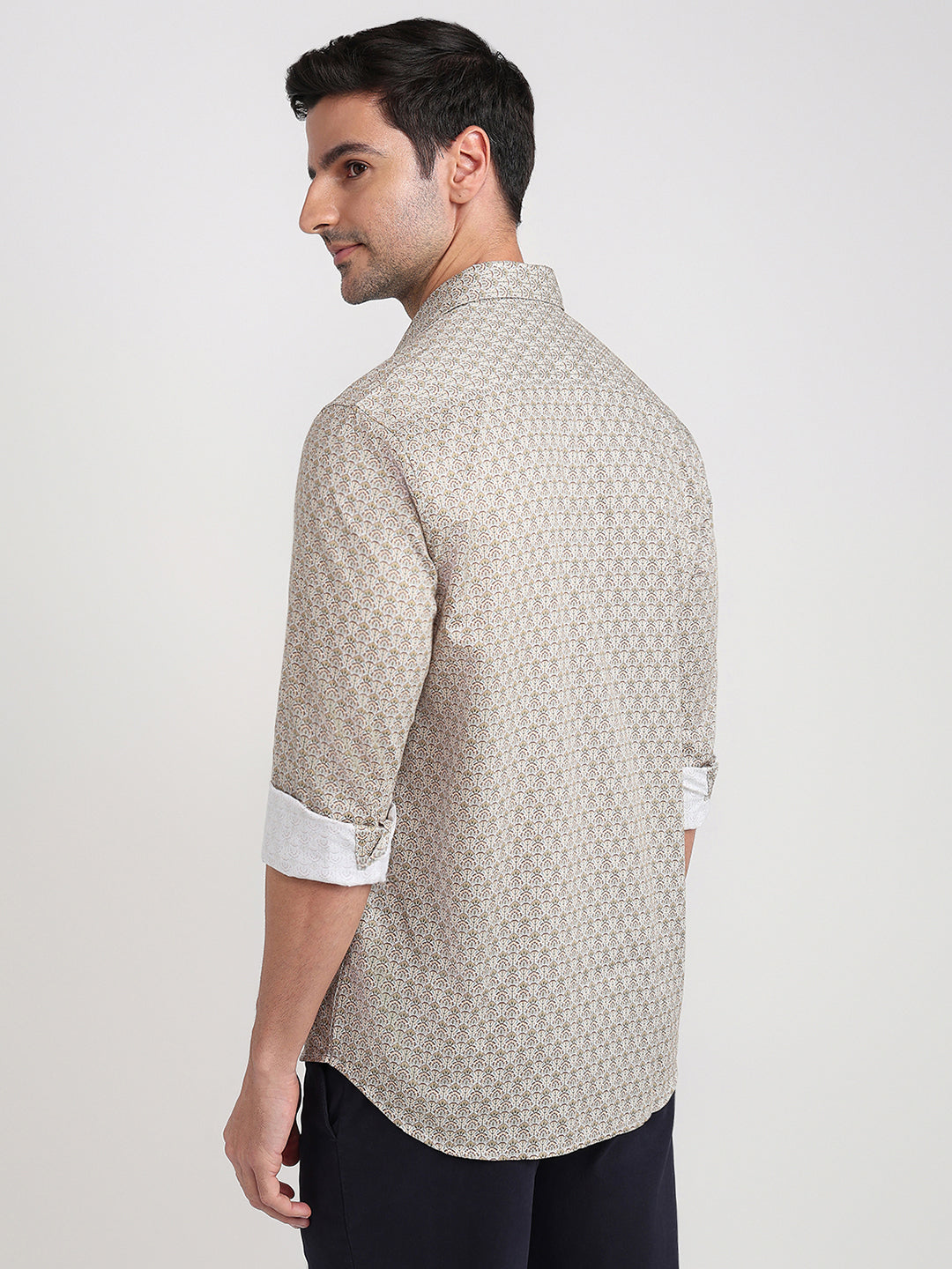 Colorplus Men Brown Printed Regular Fit Cotton Full Sleeve Casual Shirt