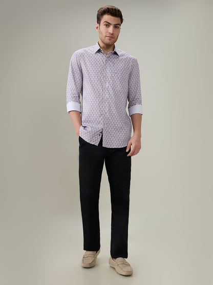 Colorplus Men Purple Printed Regular Fit Cotton Full Sleeve Casual Shirt