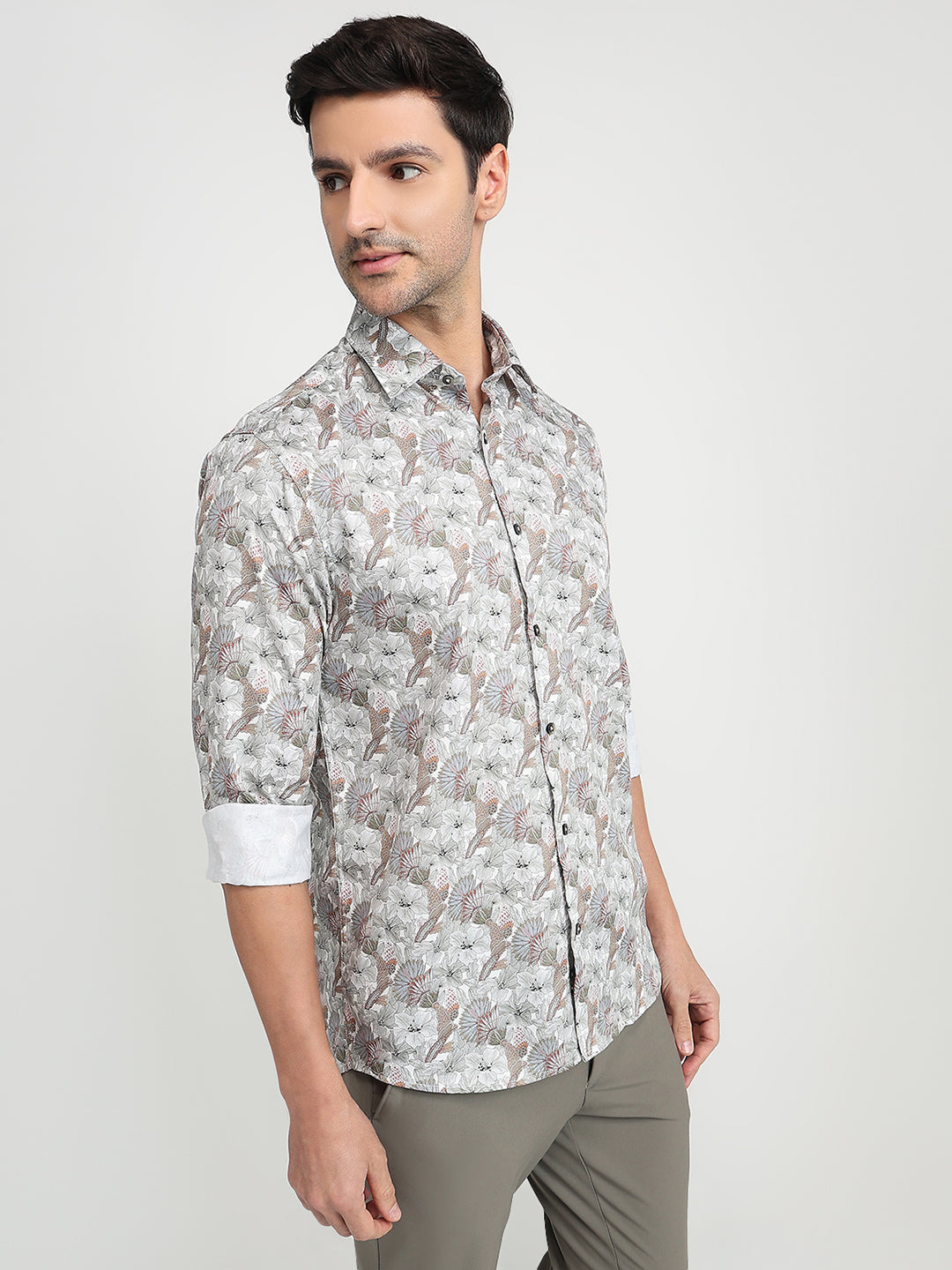 Colorplus Men Brown Printed Regular Fit Cotton Full Sleeve Casual Shirt