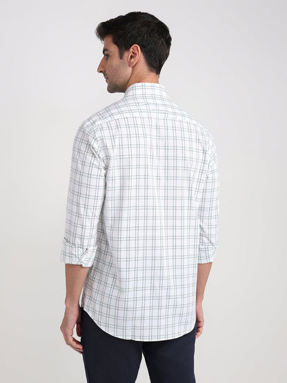 Colorplus Men White Checks Regular Fit Cotton Full Sleeve Casual Shirt