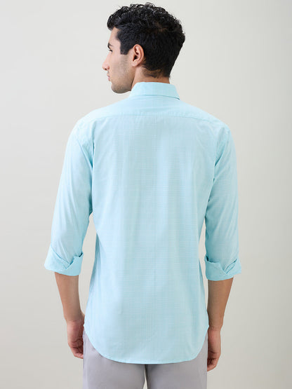 Colorplus Men Green Checks Regular Fit Cotton Full Sleeve Casual Shirt