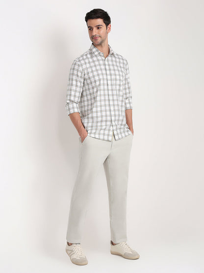 Colorplus Men White Checks Regular Fit Cotton Full Sleeve Casual Shirt