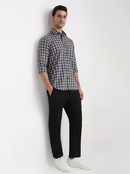 Colorplus Men Blue Checks Regular Fit Cotton Full Sleeve Casual Shirt