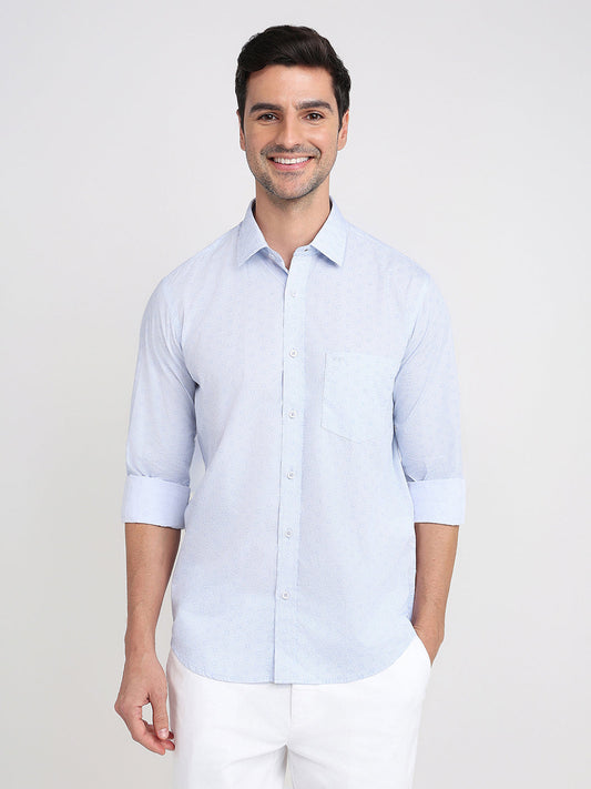 Colorplus Men Blue Printed Regular Fit Cotton Full Sleeve Casual Shirt