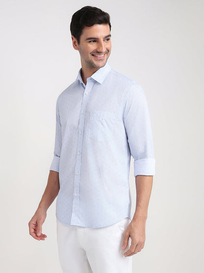 Colorplus Men Blue Printed Regular Fit Cotton Full Sleeve Casual Shirt