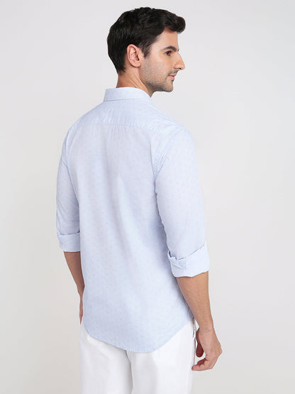 Colorplus Men Blue Printed Regular Fit Cotton Full Sleeve Casual Shirt