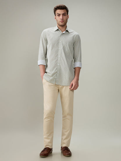 Colorplus Men Green Printed Regular Fit Cotton Full Sleeve Casual Shirt