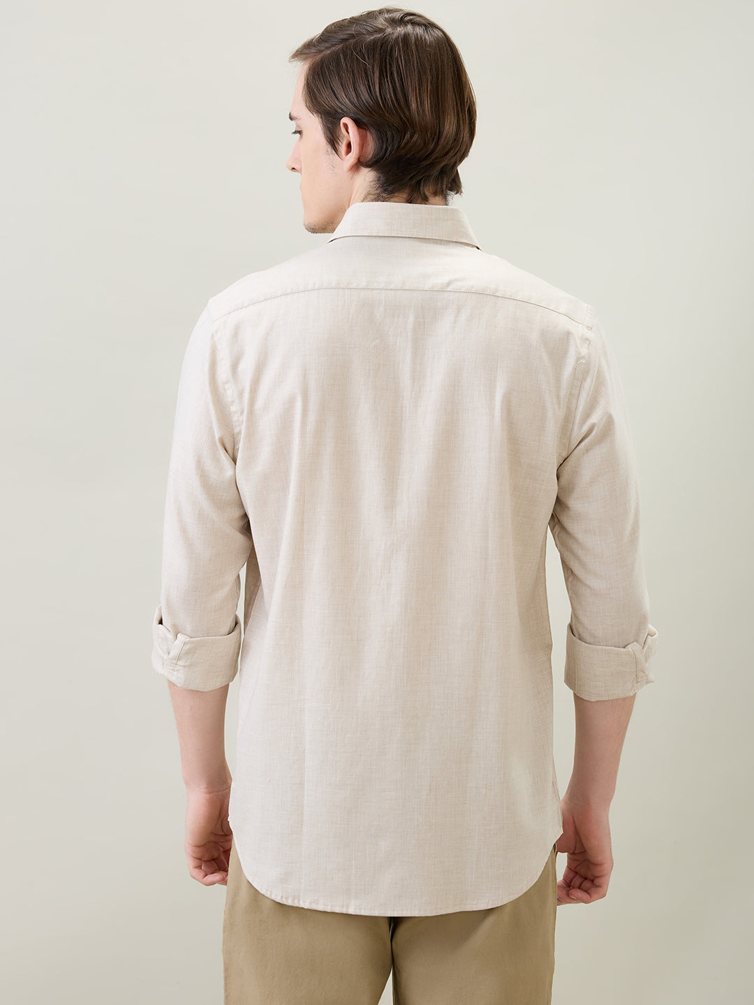 Colorplus Men Brown Solid Regular Fit Cotton Full Sleeve Casual Shirt