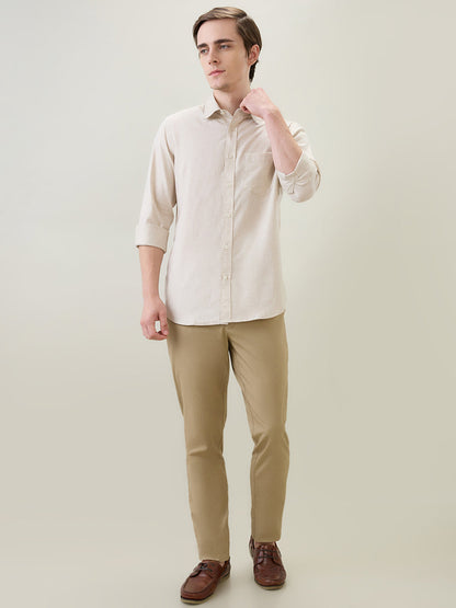 Colorplus Men Brown Solid Regular Fit Cotton Full Sleeve Casual Shirt