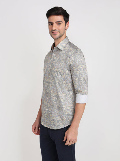 Colorplus Men Brown Printed Regular Fit Cotton Full Sleeve Casual Shirt