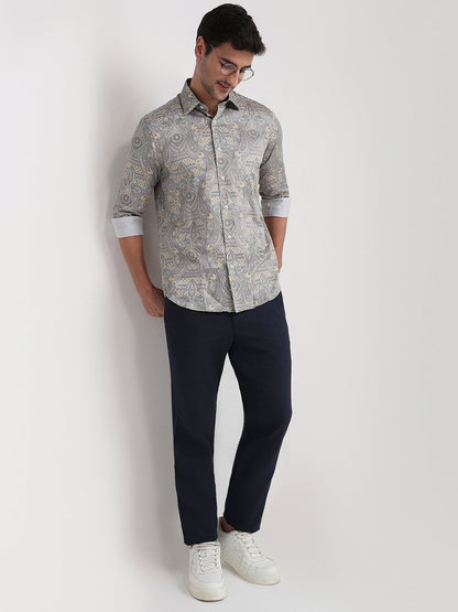 Colorplus Men Brown Printed Regular Fit Cotton Full Sleeve Casual Shirt