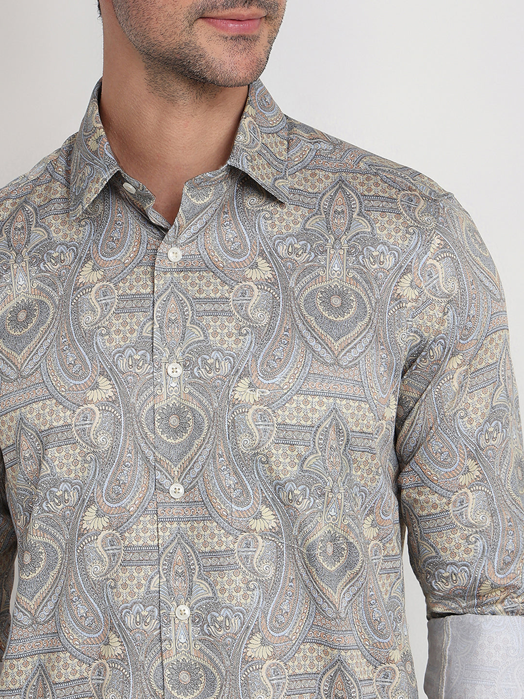 Colorplus Men Brown Printed Regular Fit Cotton Full Sleeve Casual Shirt