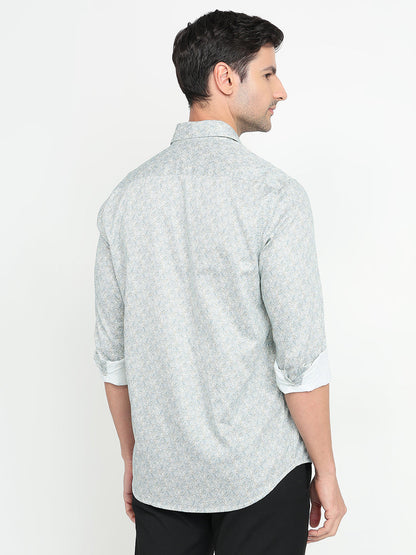 Colorplus Men Blue Printed Regular Fit Cotton Full Sleeve Casual Shirt