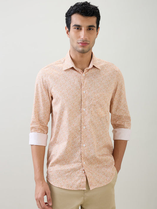 Colorplus Men Red Printed Regular Fit Cotton Full Sleeve Casual Shirt