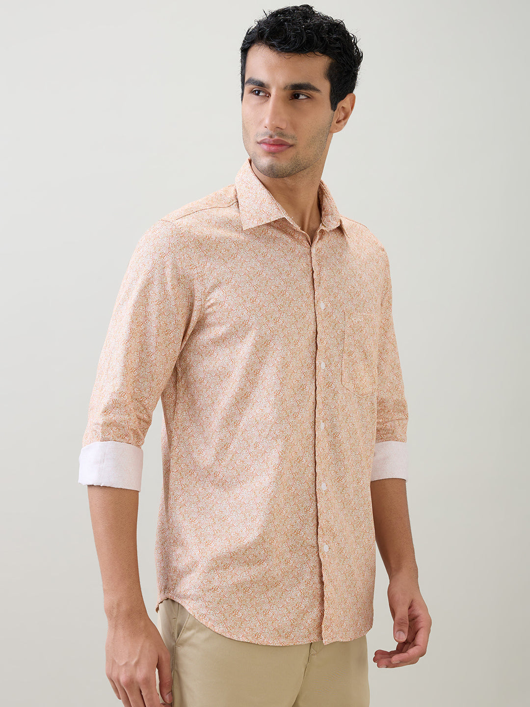 Colorplus Men Red Printed Regular Fit Cotton Full Sleeve Casual Shirt