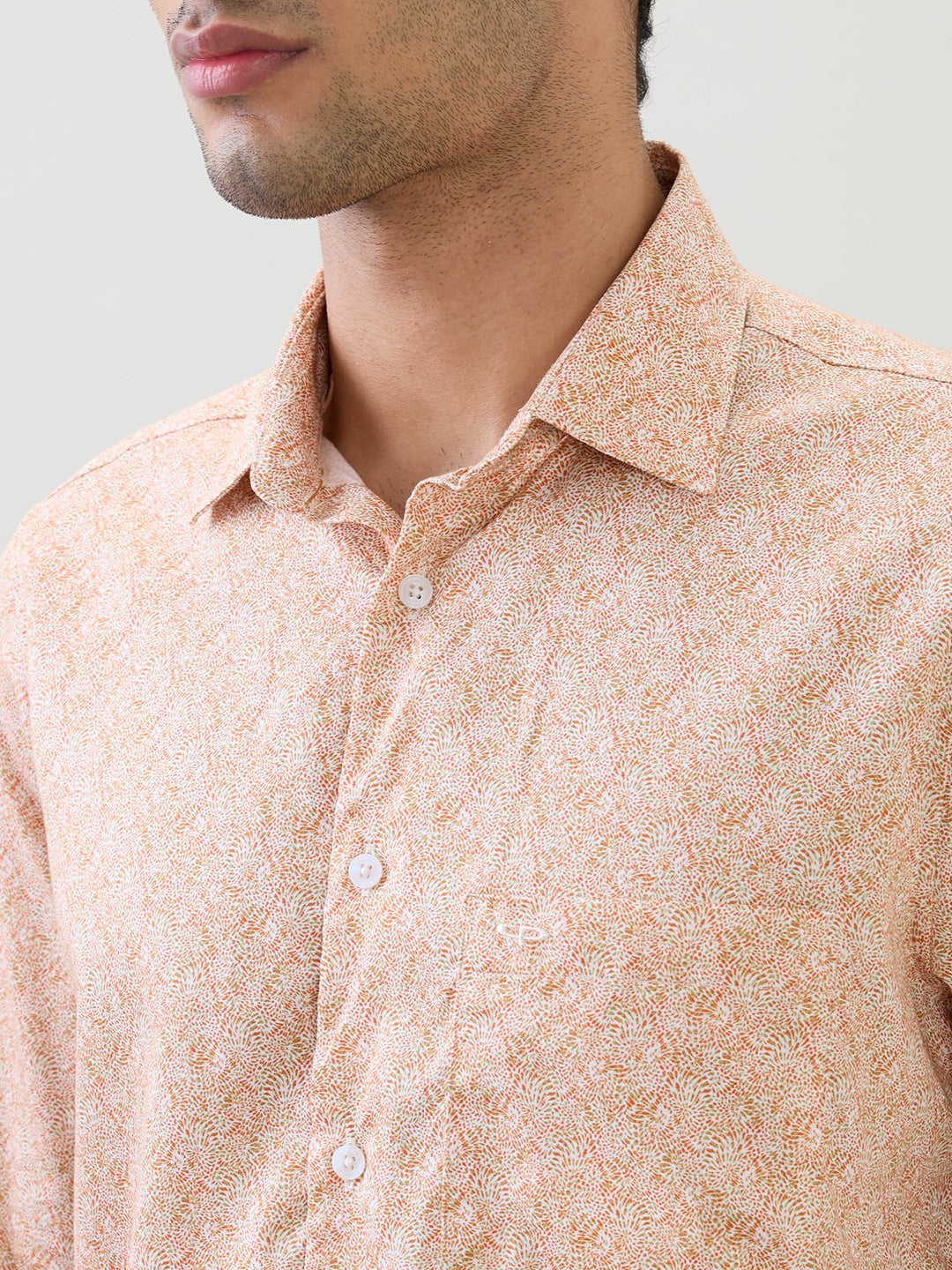 Colorplus Men Red Printed Regular Fit Cotton Full Sleeve Casual Shirt