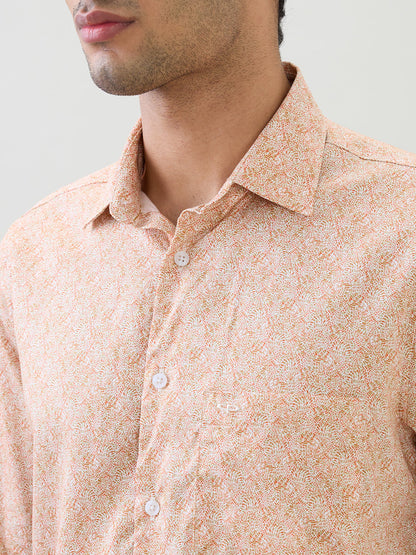 Colorplus Men Red Printed Regular Fit Cotton Full Sleeve Casual Shirt