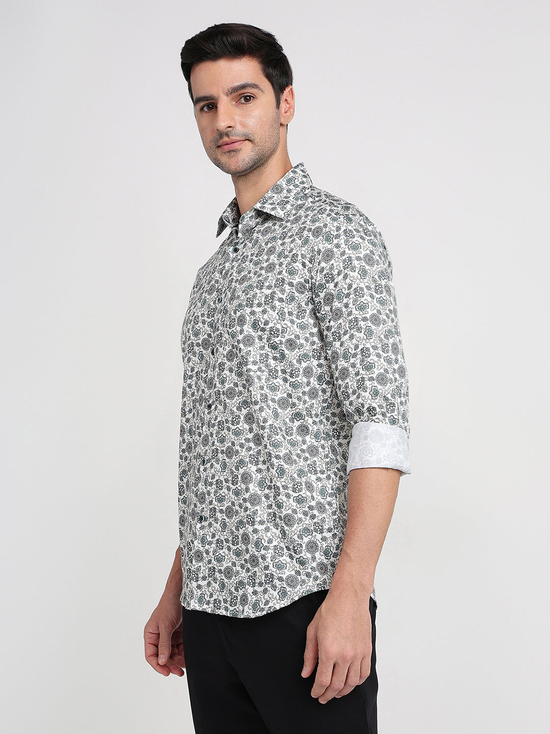 Colorplus Men Brown Printed Regular Fit Cotton Full Sleeve Casual Shirt