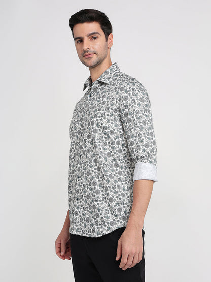 Colorplus Men Brown Printed Regular Fit Cotton Full Sleeve Casual Shirt