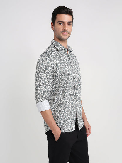 Colorplus Men Brown Printed Regular Fit Cotton Full Sleeve Casual Shirt